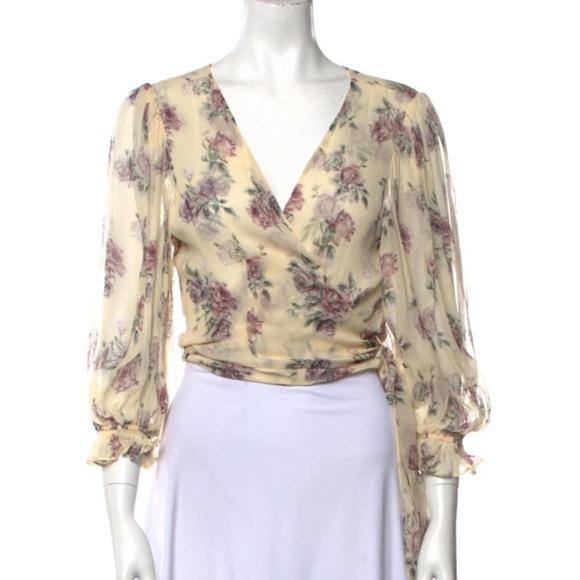 Gorgeous Romantic LoveShackFancy Silk Wrap Blouse Feminine, soft, & lightweight! - Picture 3 of 5